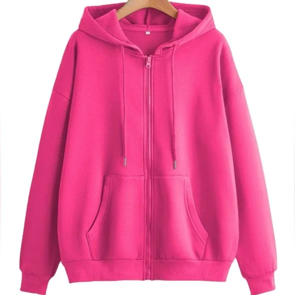 Jacket Shein Drop Shoulder Zipper Up Hooded Sweatshirt SHEIN